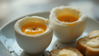 Soft-Boiled Eggs in Their Shell for Breakfast