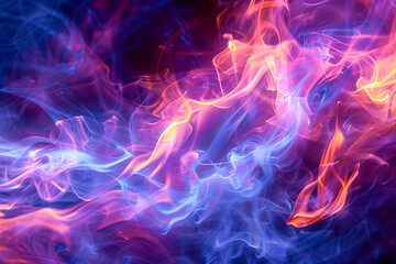 Fototapeta premium Dynamic electric abstract artwork with bright bursts of purple and orange energy in a cosmic scene.