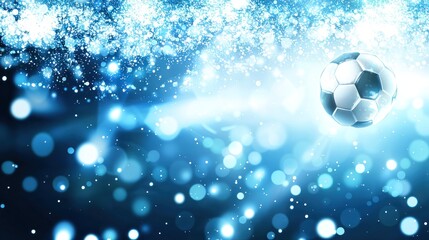 Naklejka premium Soccer ball in winter wonderland; festive background; digital art; stock image