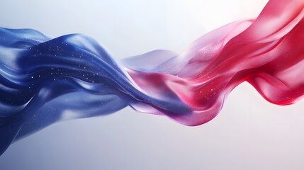 Obraz premium Elegant Flowing Blue and Pink Fabric Composition with Graceful Movement and Contrast