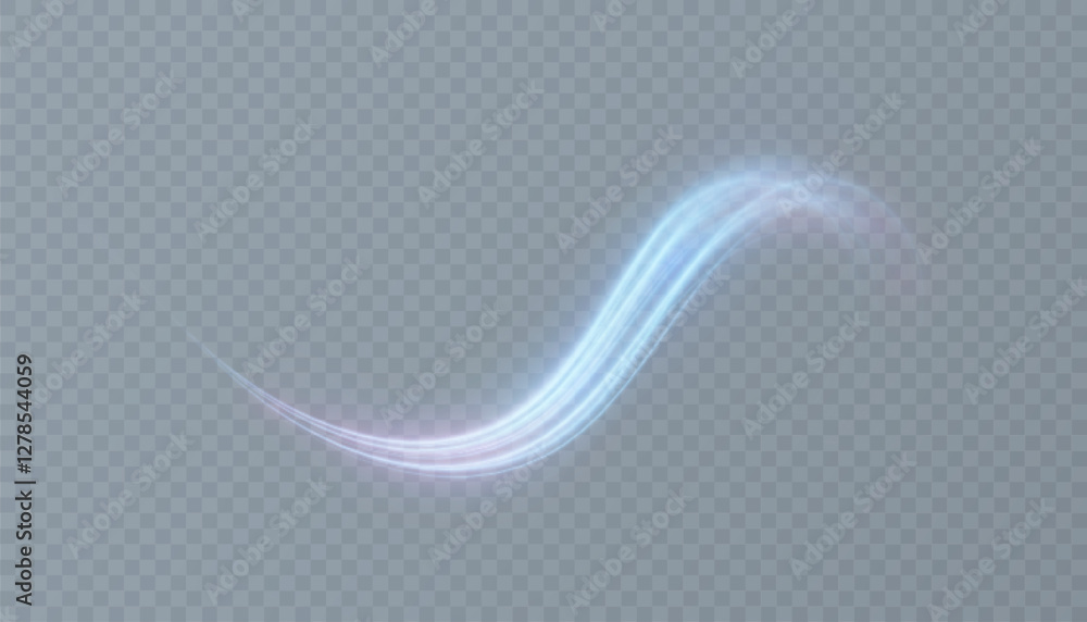 Poster magic glow. light effect sparkles along a curved path, glittering with a shiny magical textured shim