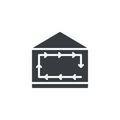 A house with air circulation arrows vector icon