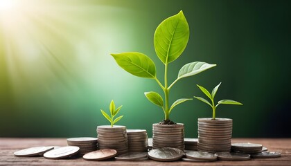 A plant growing from coins symbolizes growth and investment in revenue based finance.