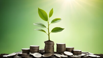 A plant growing from coins symbolizes growth and investment in revenue based finance.