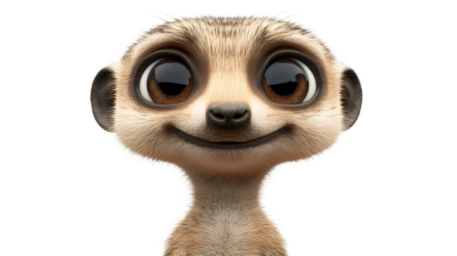 Adorable meerkat with big eyes and a friendly smile, perfect for children's projects, animations, and other creative endeavors