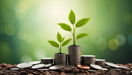 A plant growing from coins symbolizes growth and investment in revenue based finance.