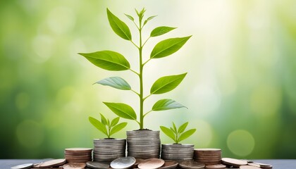A plant growing from coins symbolizes growth and investment in revenue based finance.