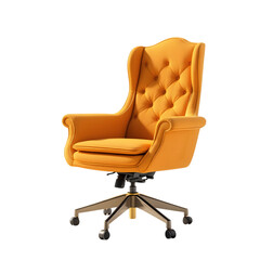 Naklejka premium Luxurious Yellow Velvet Office Chair isolated on black Background