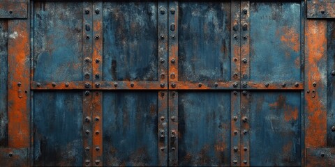 Rusted Metal Door with Rivets