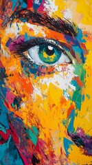Fototapeta premium An abstract painting with bold, colorful blocks of color arranged in an interlocking pattern 