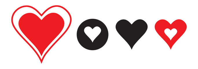 Unique style Hearts Shapes Icon. Black and red heart vector. Illustration eps 10