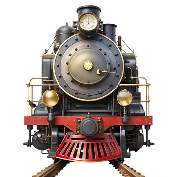 Steam locomotive train front view