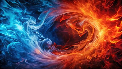 Fototapeta premium Fiery Abstract Background with Swirling Flames of Red and Blue, abstract design