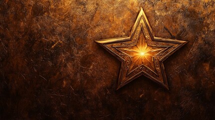 Naklejka premium Golden Star on Dark Textured Background