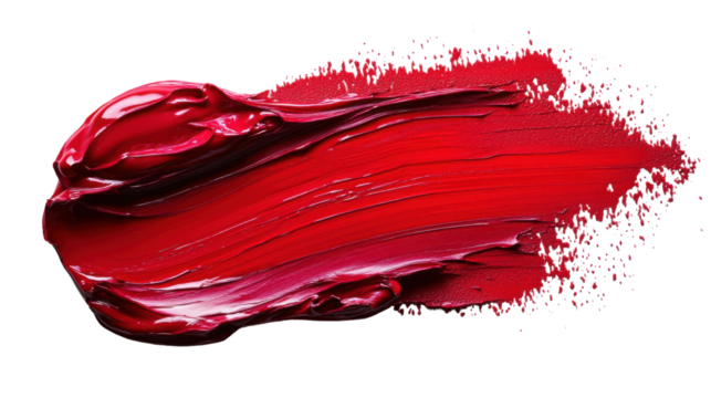 Red paint stroke on transparency background, vibrant and artistic expression