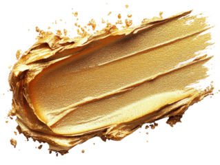 Golden paint smear with glittery texture, ideal for artistic backgrounds