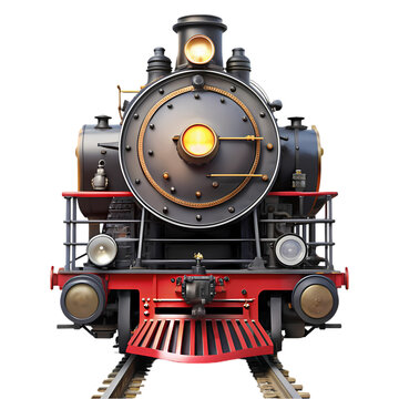 Steam locomotive train front view