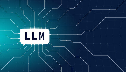 Futuristic AI background with large language model, neural network and big data visualization. Abstract vector illustration for machine learning, analytics or advanced technology concept.