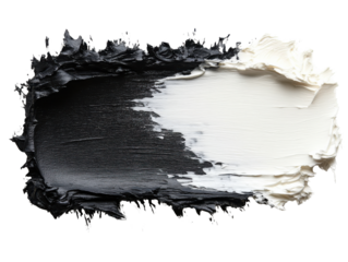 textured paint stroke blending black and white colors, showcasing contrast and creativity