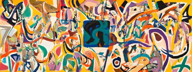 Obraz premium An abstract painting with bold, colorful blocks of color arranged in an interlocking pattern 