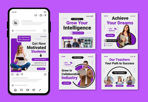Purple Educational Social Media Post Layout