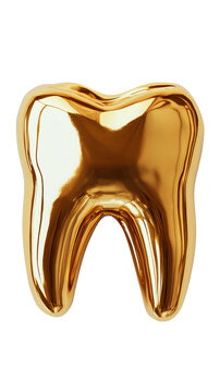 gold tooth on white background