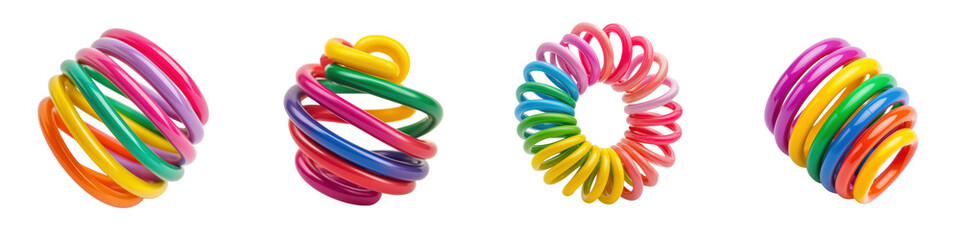 Vibrant and playful abstract design with colorful twisted spiral shapes and loops creating a dynamic kaleidoscopic and modern visual effect