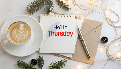 Hello Thursday message lettering season greeting text