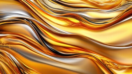 Obraz premium A close-up shot of whiskey liquid with rippling textures, glowing amber and golden tones in ultra HD 4K for an abstract wallpaper background