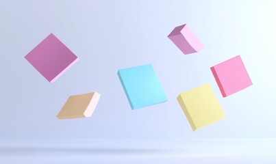 Floating pastel cubes on light background.