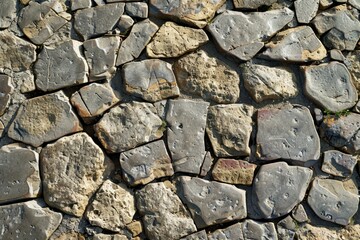 Fototapeta premium Brown pebble stone paving surface. Detailed photo textured background