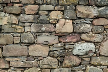 Fototapeta premium Old grey and brown stone wall. Detailed photo textured background