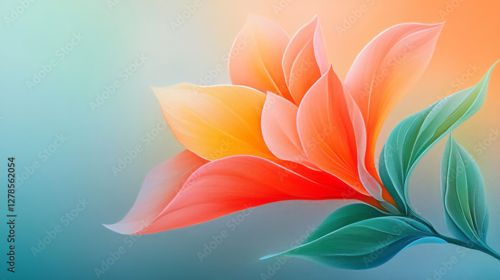 Poster detail-oriented view capturing a bud opening into a colorful bloom, highlighting the tender process