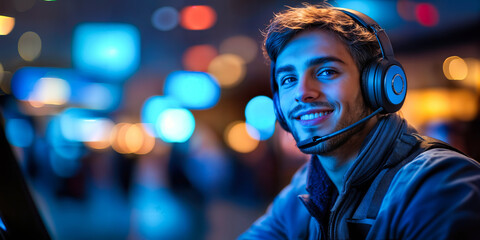 Smiling Customer Service Representative Using Cost-Effective Technology Solutions in a Modern Office Environment