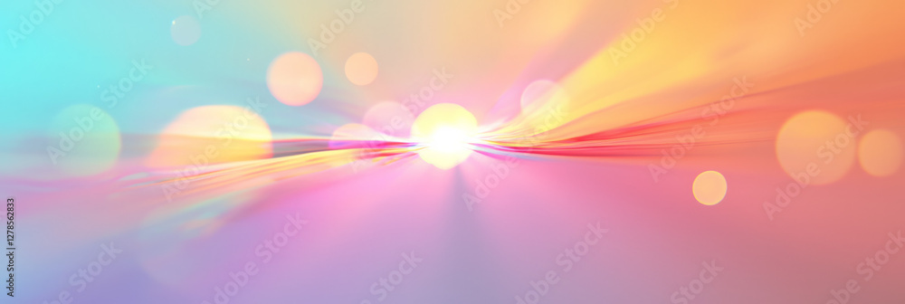 Poster circular flares of tinted light shimmering around a central highlight, as if captured through a
