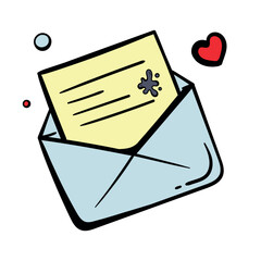 Envelope with a letter. Bright vector illustration isolated on white background for sticker, sticker, banner