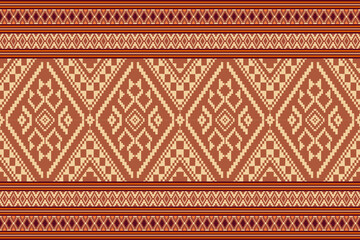 Geometric, seamless,pixel traditional ethnic, thai pattern, fabric pattern for textiles, rugs, wallpaper, clothing, sarong, batik, wrapping, embroidery, print, background, cover, illustration