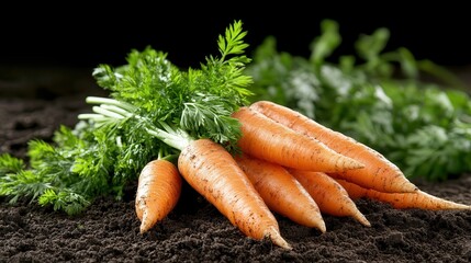 Harvesting organic carrots from the garden on a sunny day