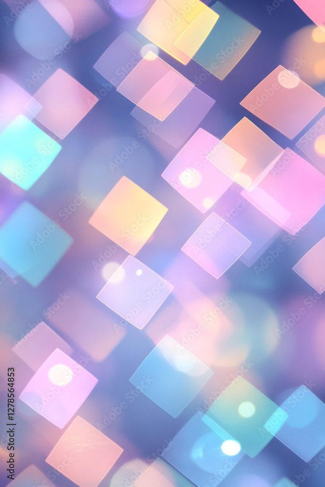 Poster crisp lattice of overlapping squares set against a dark backdrop, highlighted by a scattering of