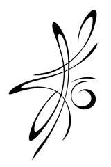 abstract element with decorative ornament in smooth black lines; graphic design