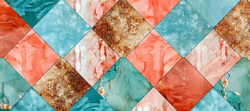 Poster abstract geometric background with orange and green shapes creating a stylish and modern design