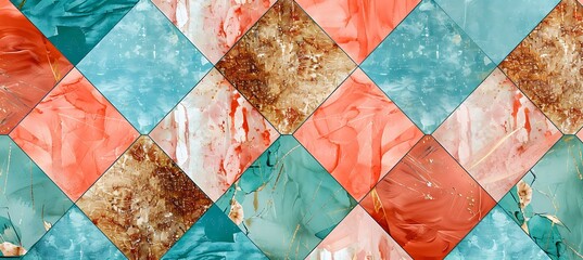 Abstract Geometric Background with Orange and Green Shapes Creating a Stylish and Modern Design