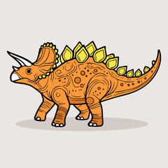 Fototapeta premium Dinosaur doodle vector illustration. Cute dinosaur cartoon.