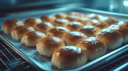 Baking Pan with Powdered Sugar Rolls