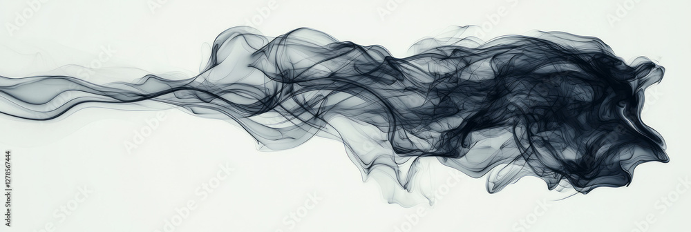 Aufkleber ultra-minimal swirl of charcoal-gray smoke, evoking an elegant dance of line and shape on a plain