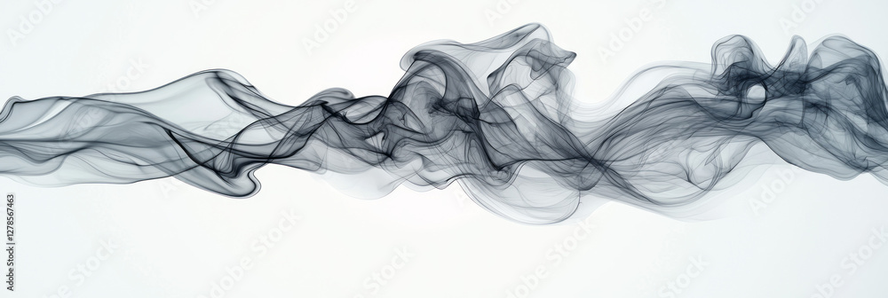 Aufkleber ultra-minimal swirl of charcoal-gray smoke, evoking an elegant dance of line and shape on a plain