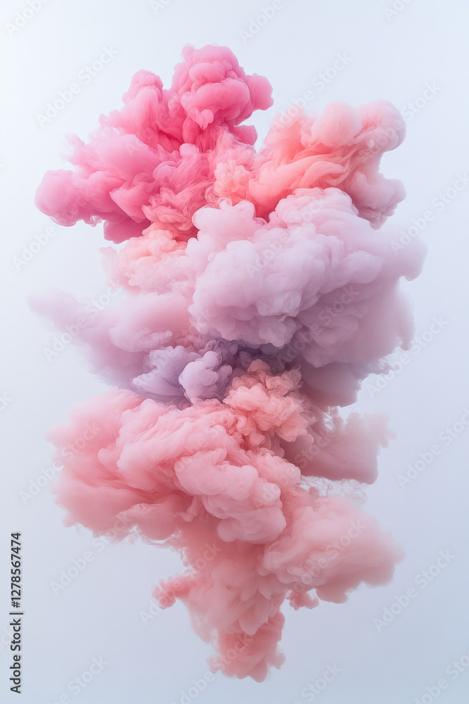 Aufkleber Flowing clouds of translucent color in pink and gold, merging smoothly like ink dissolving in water,