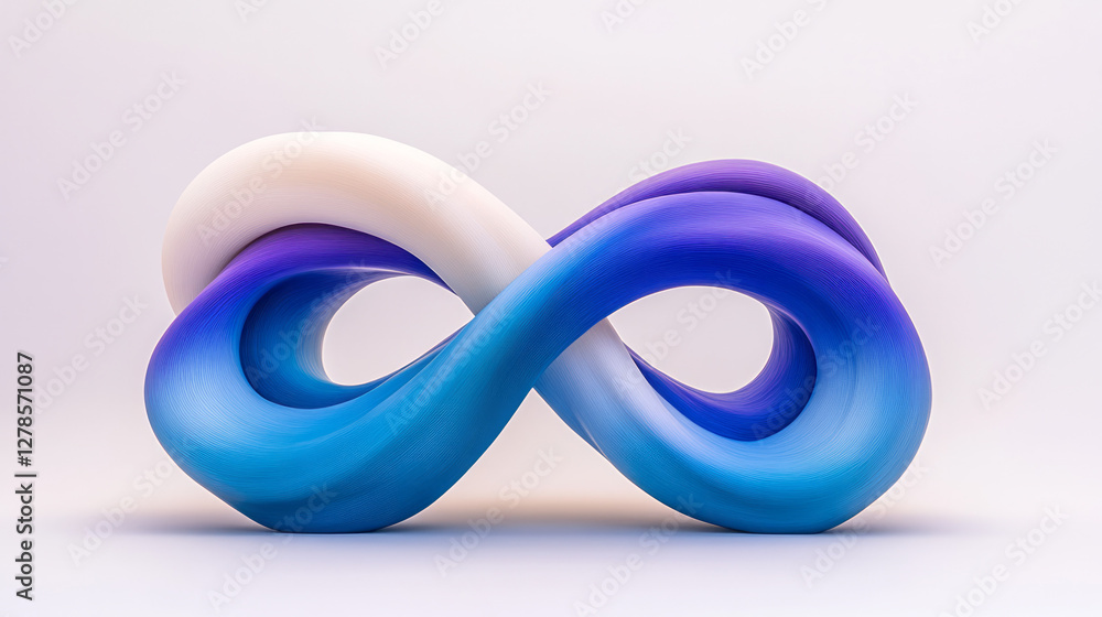 Poster surreal stacking of flowing arcs in mint and cobalt, curling around each other as if softly melting