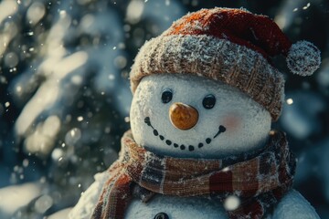 Snowman with hat and scarf