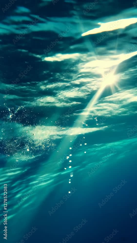 Aufkleber sunlight piercing through the water creating shimmering patterns in an underwater setting